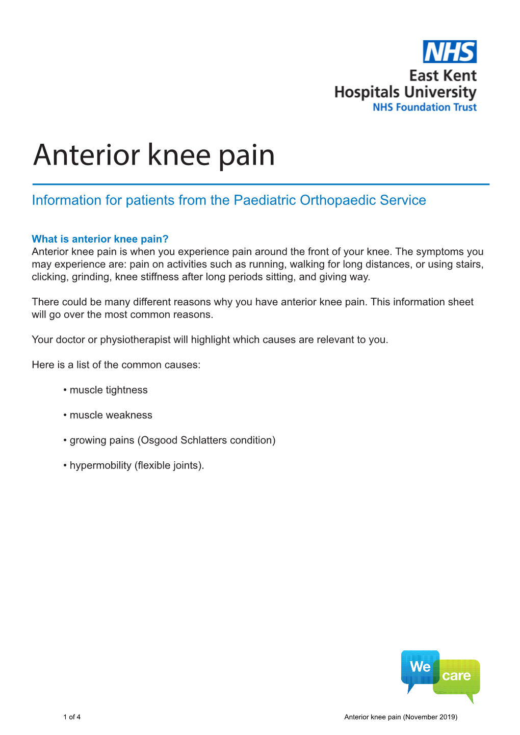 Anterior Knee Pain