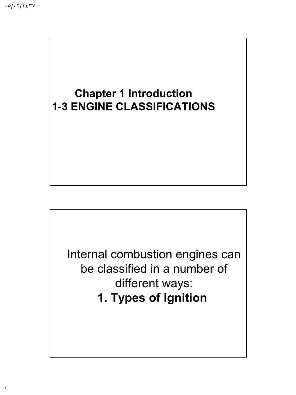 Chapter 1 Introduction 1-3 ENGINE CLASSIFICATIONS