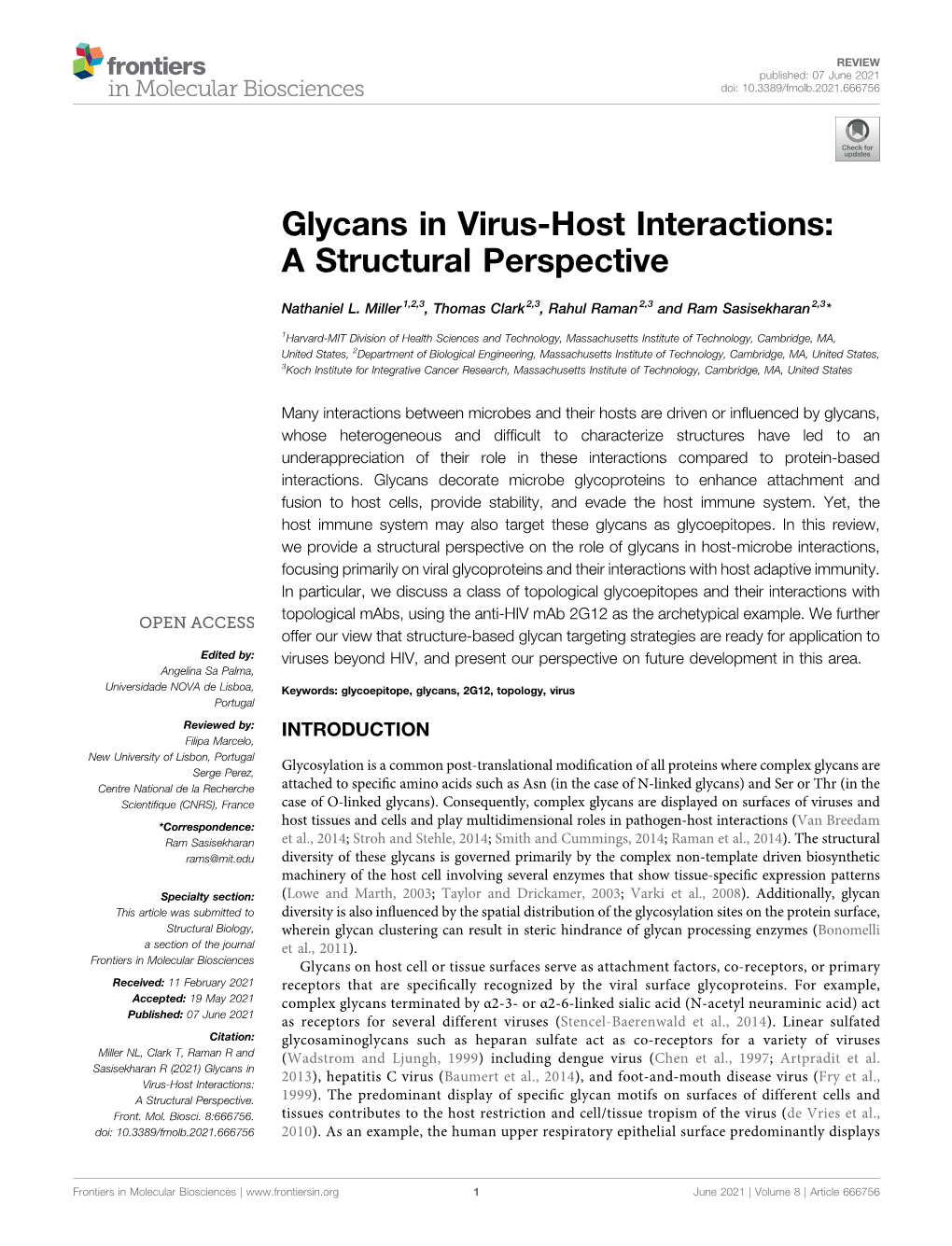 Glycans in Virus-Host Interactions: a Structural Perspective