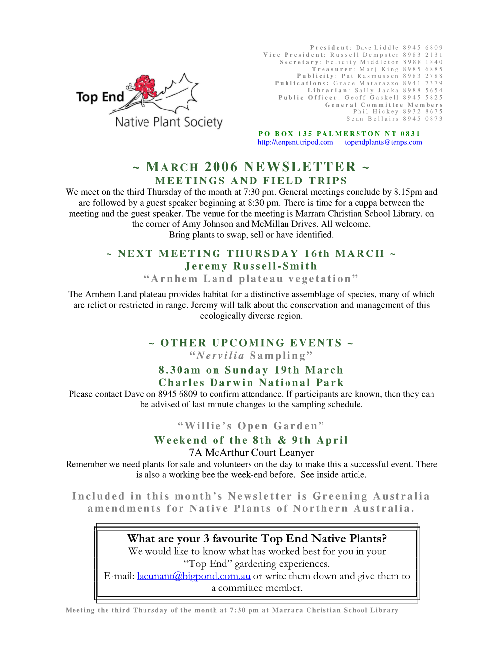 March 2006 Newsletter