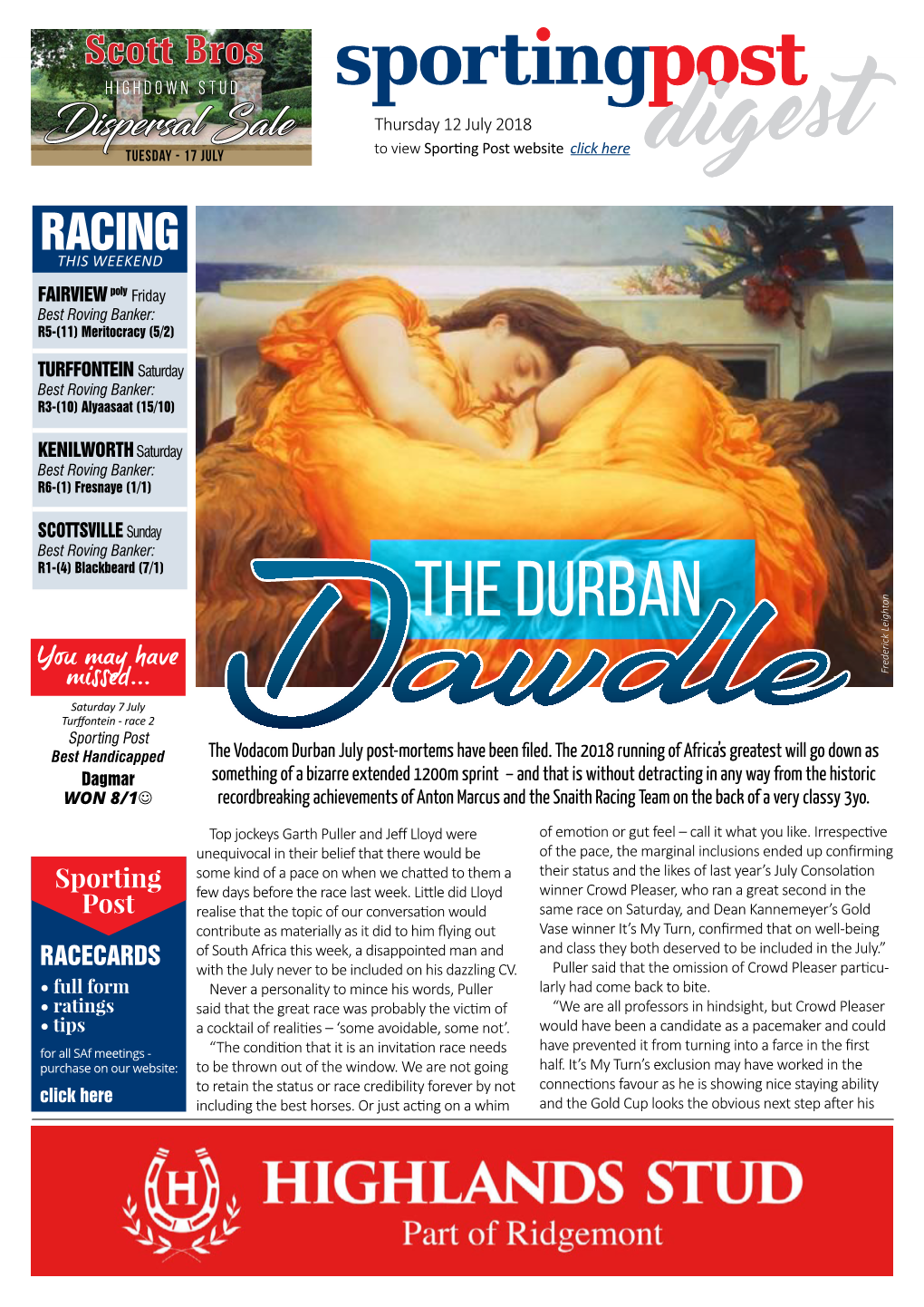 The Vodacom Durban July Post-Mortems Have Been Filed. The