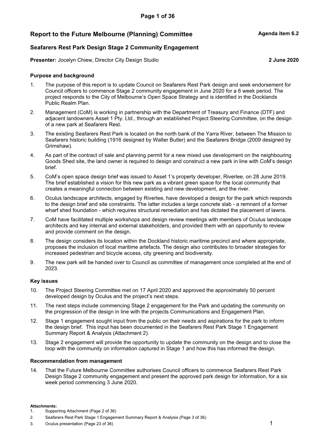 Report to the Future Melbourne (Planning) Committee Agenda Item 6.2