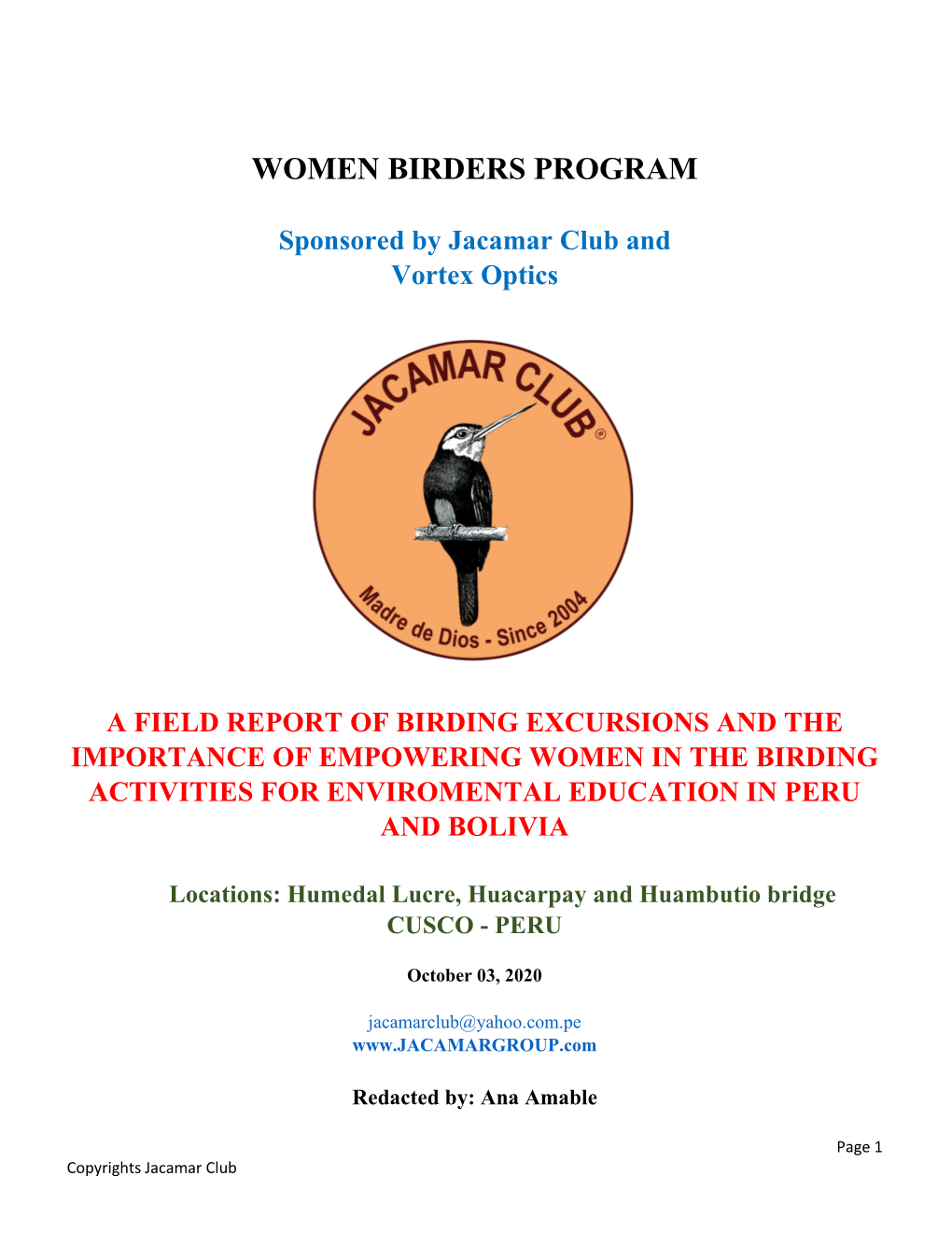 Women Birders Program