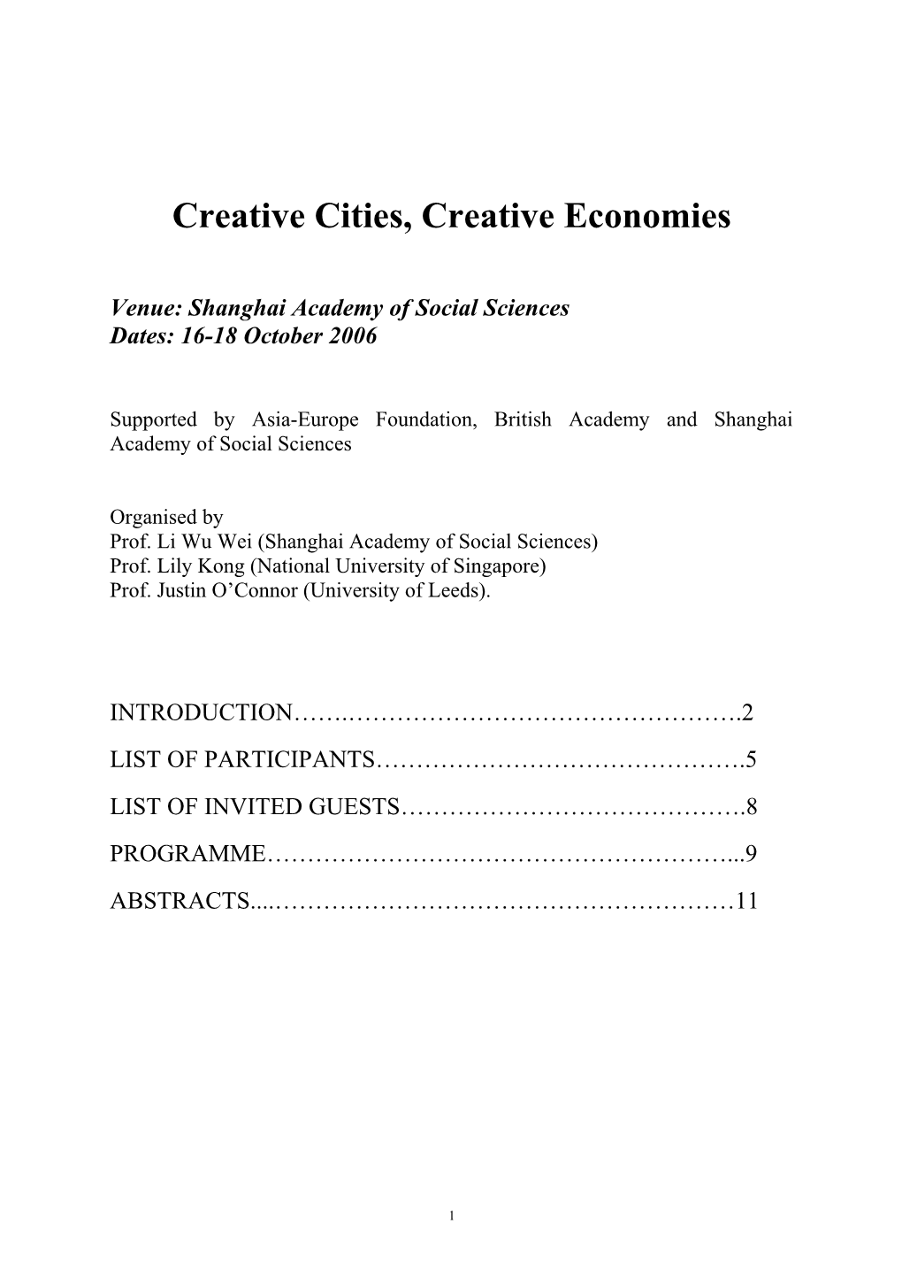 Creative Cities, Creative Economies