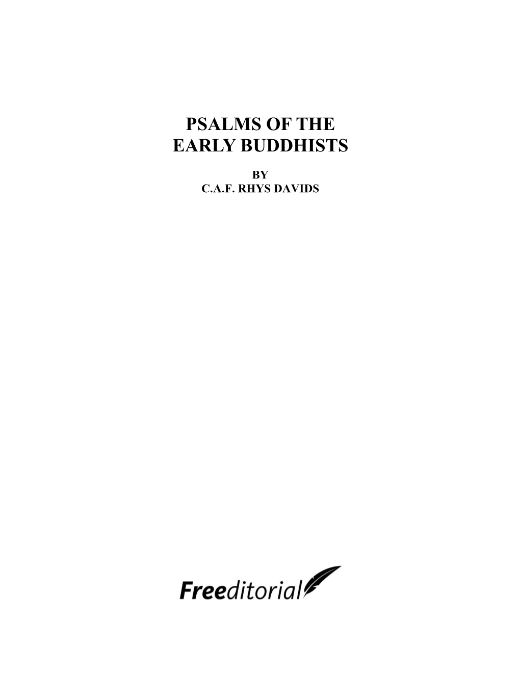 Psalms of the Early Buddhists