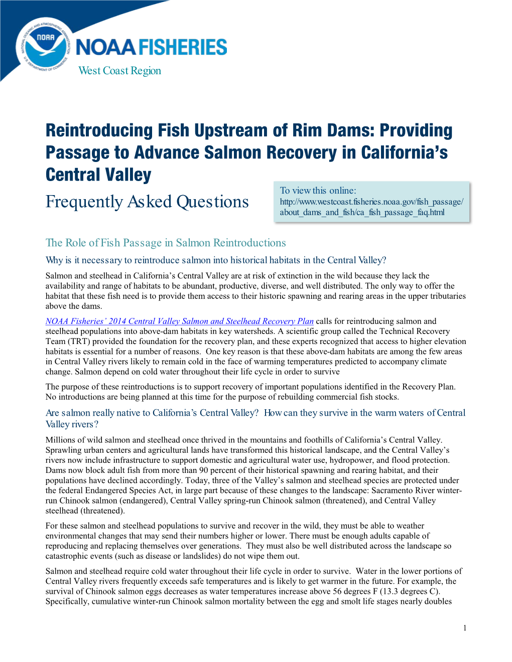 Reintroducing Fish Upstream of Rim Dams: Providing Passage To