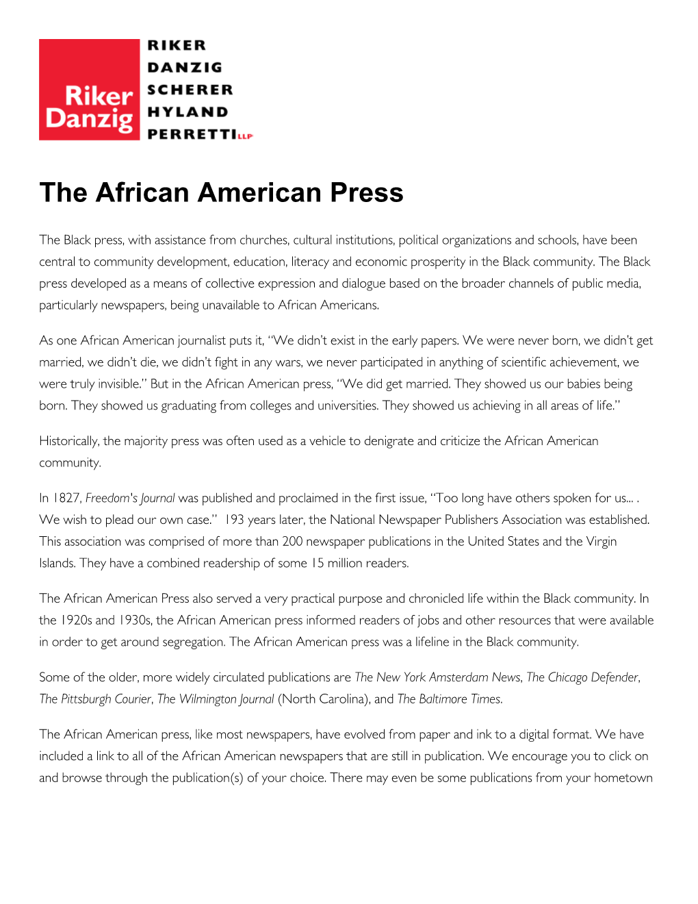 The African American Press