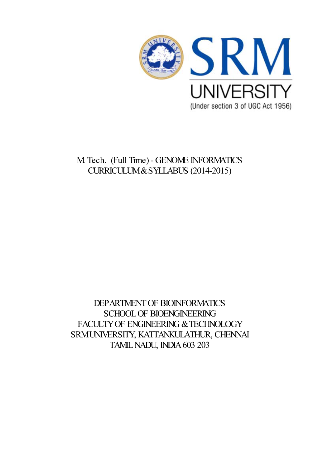 Genome Informatics Curriculum & Syllabus