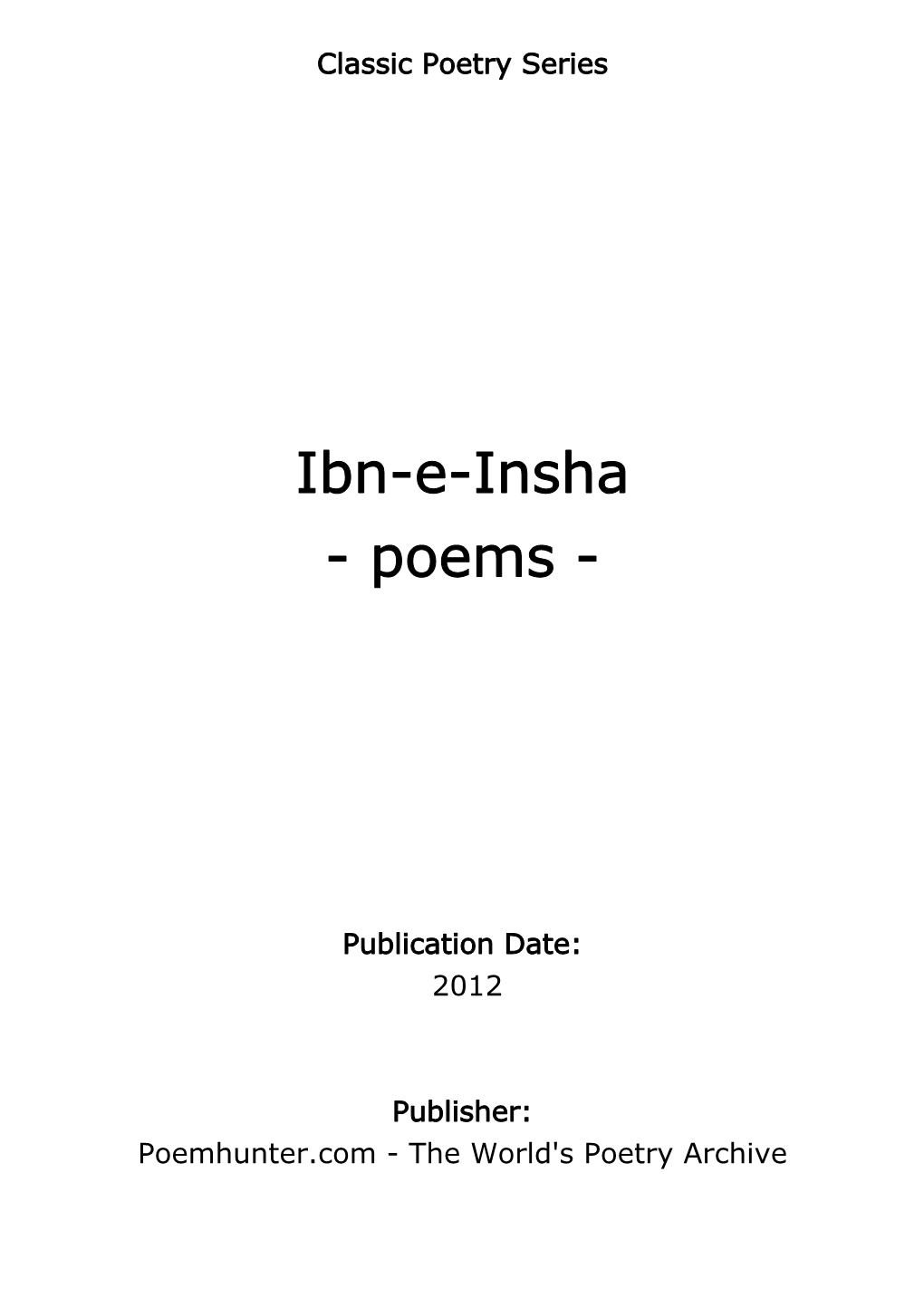 Ibn-E-Insha - Poems