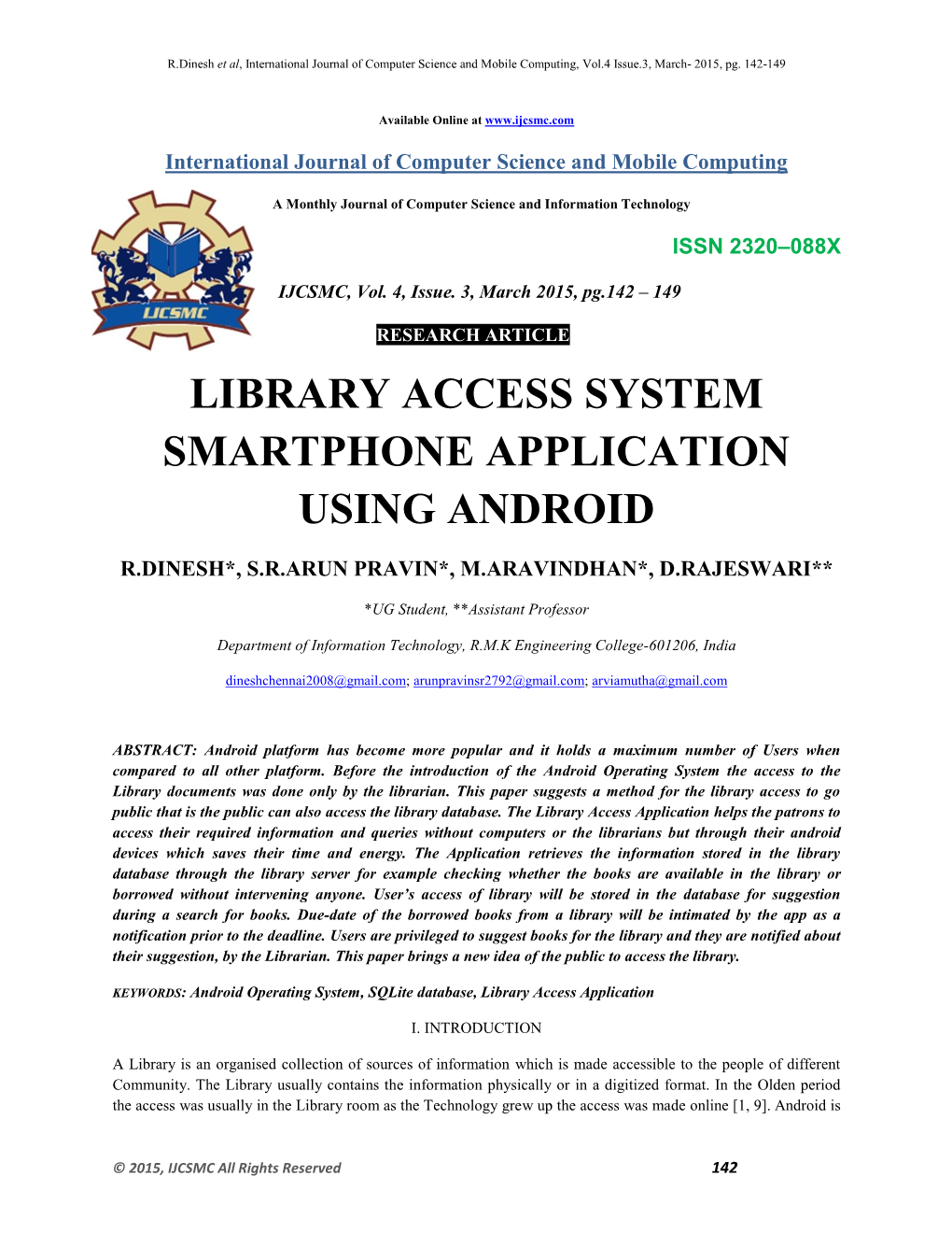 Library Access System Smartphone Application Using Android