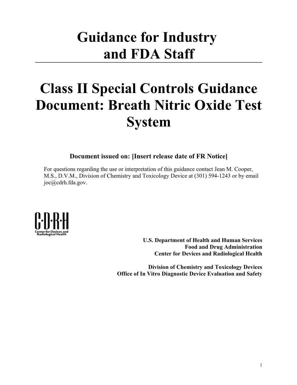 Attachment E CDRH Final Guidance Cover Sheet s1