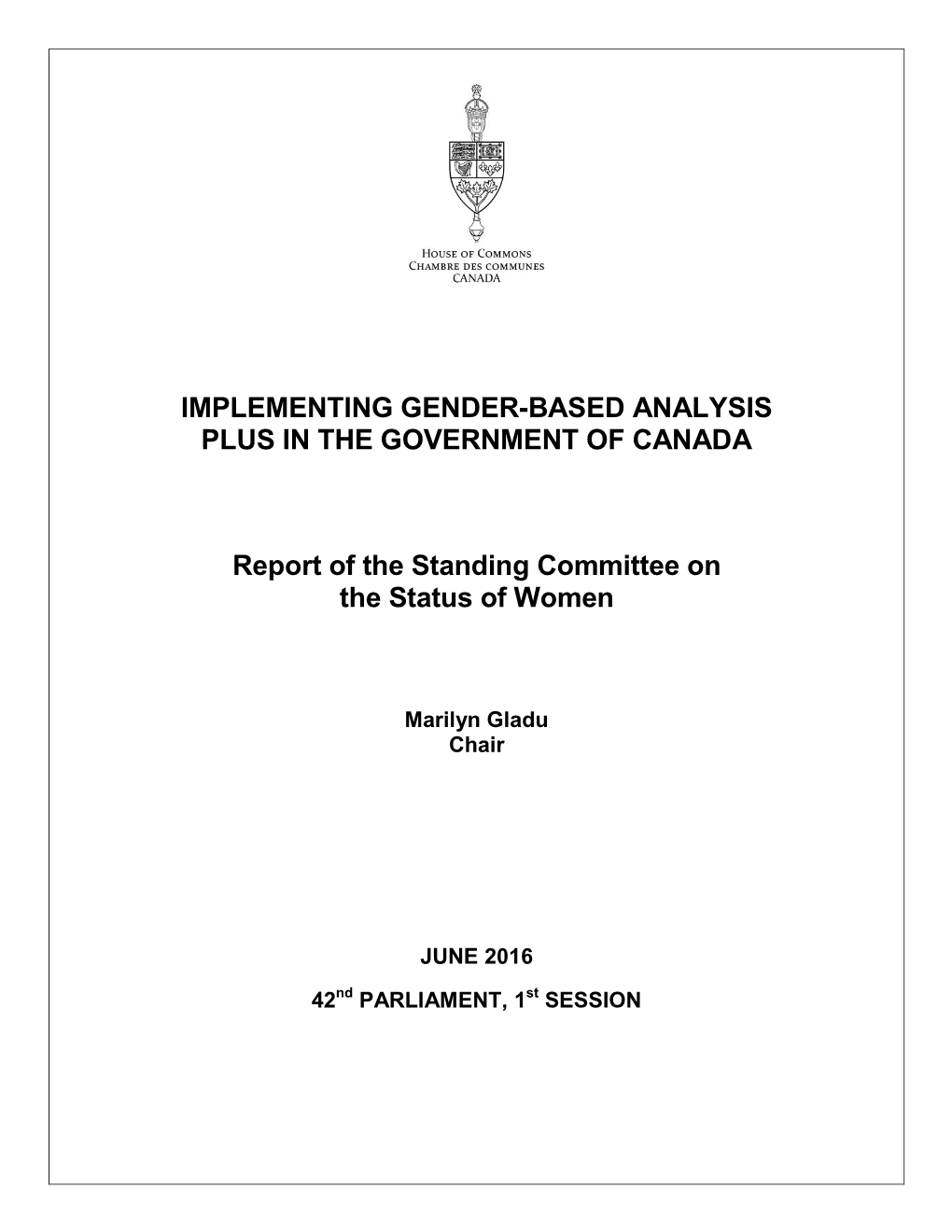 Implementing Gender-Based Analysis Plus in the Government of Canada