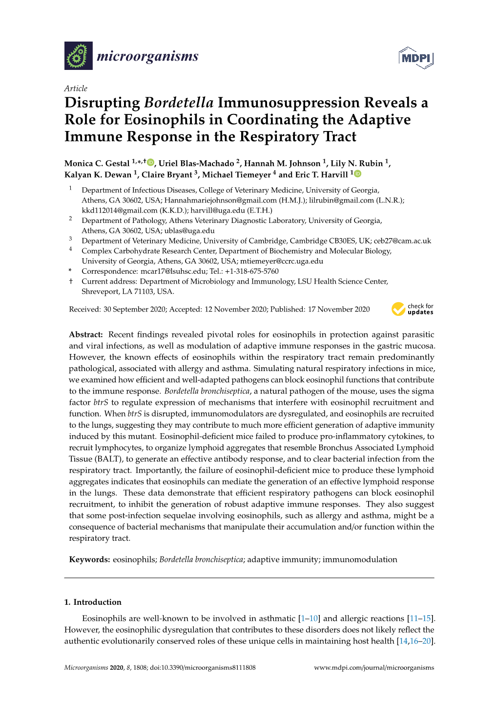 Disrupting Bordetella Immunosuppression Reveals a Role for Eosinophils in Coordinating the Adaptive Immune Response in the Respiratory Tract