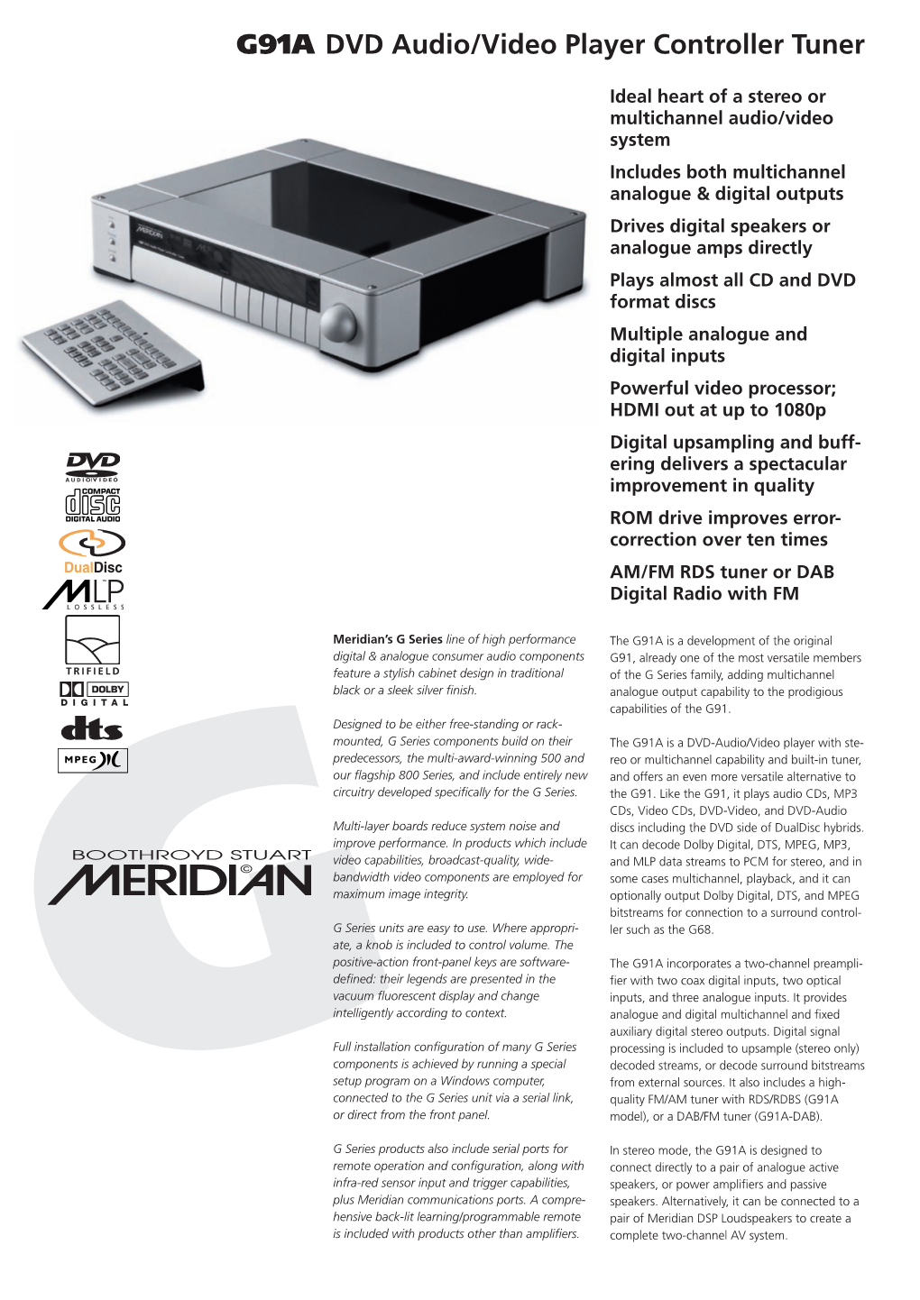 Meridian G91 Data Sheet