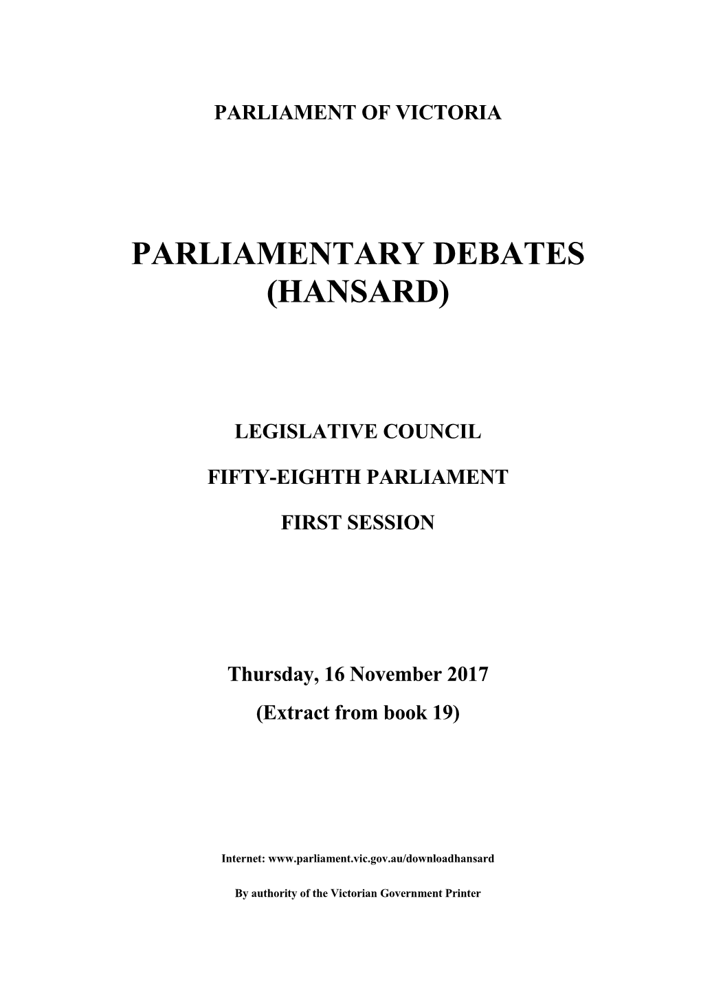 Parliamentary Debates (Hansard)