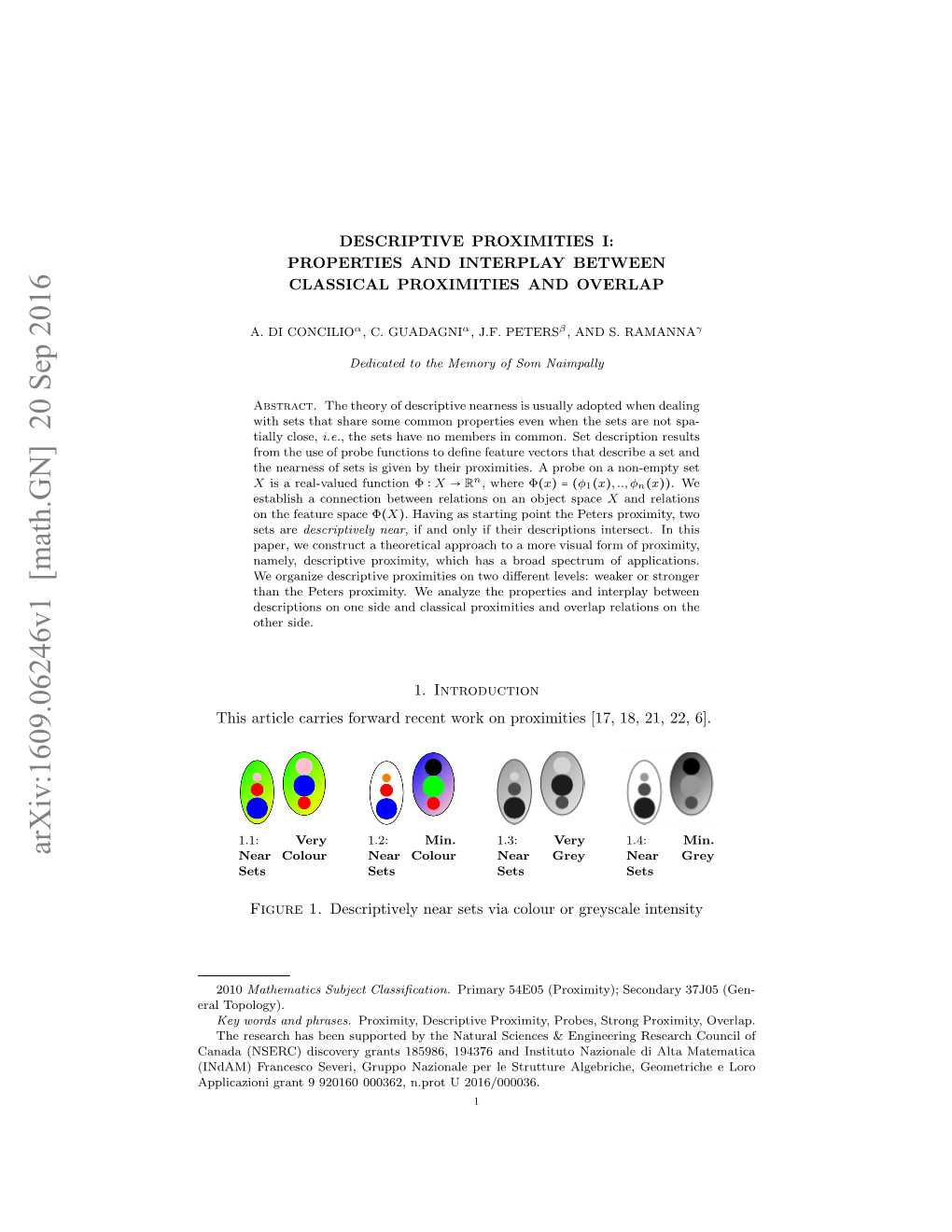 Descriptive Proximities I: Properties and Interplay Between Classical