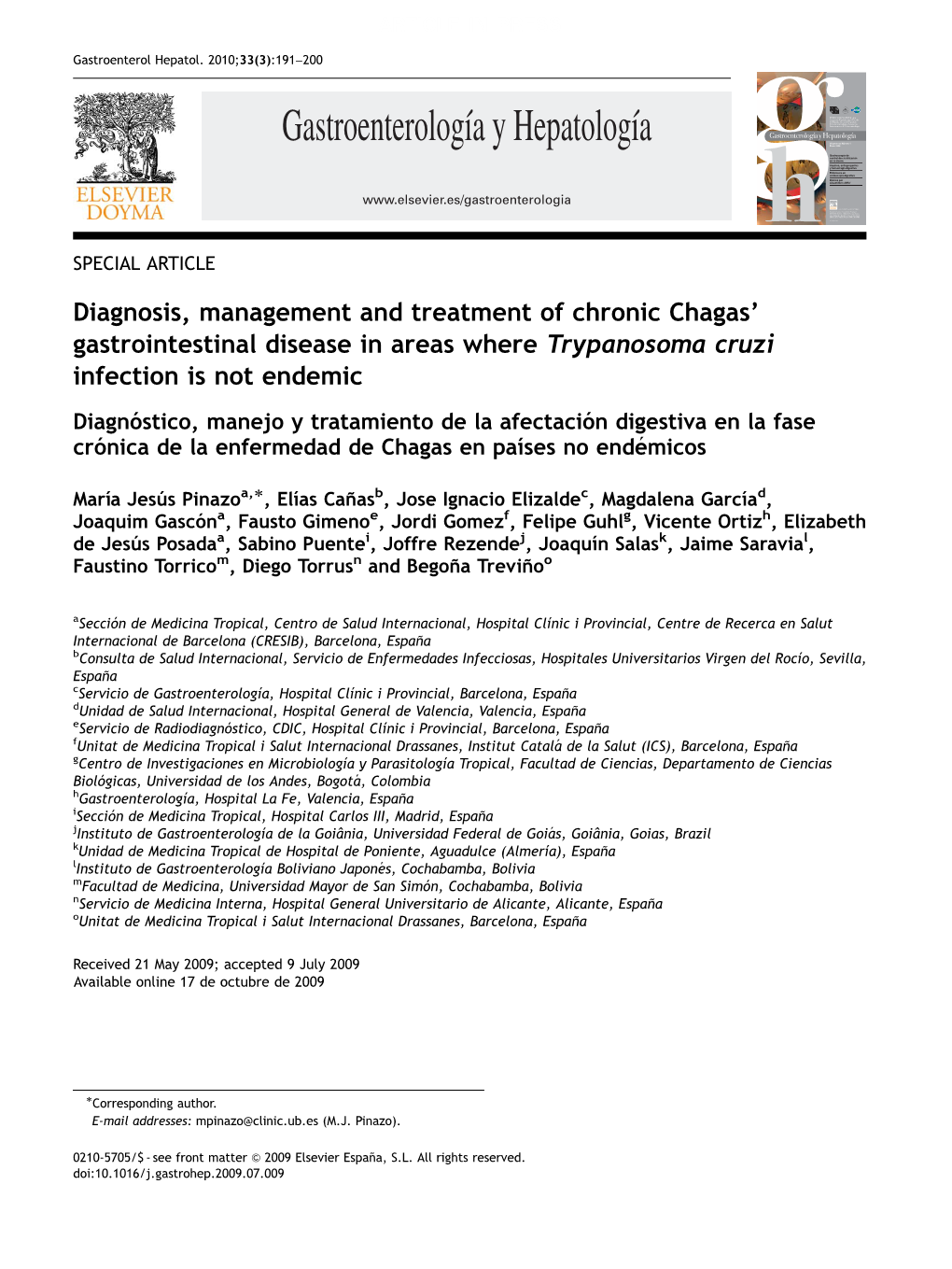 Diagnosis, Management and Treatment of Chronic Chagas