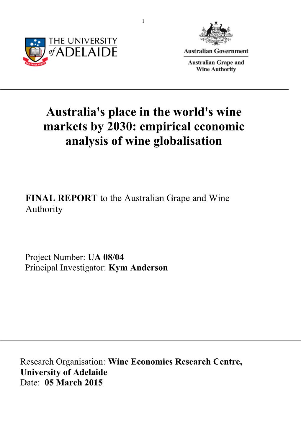 Empirical Economic Analysis of Wine Globalisation