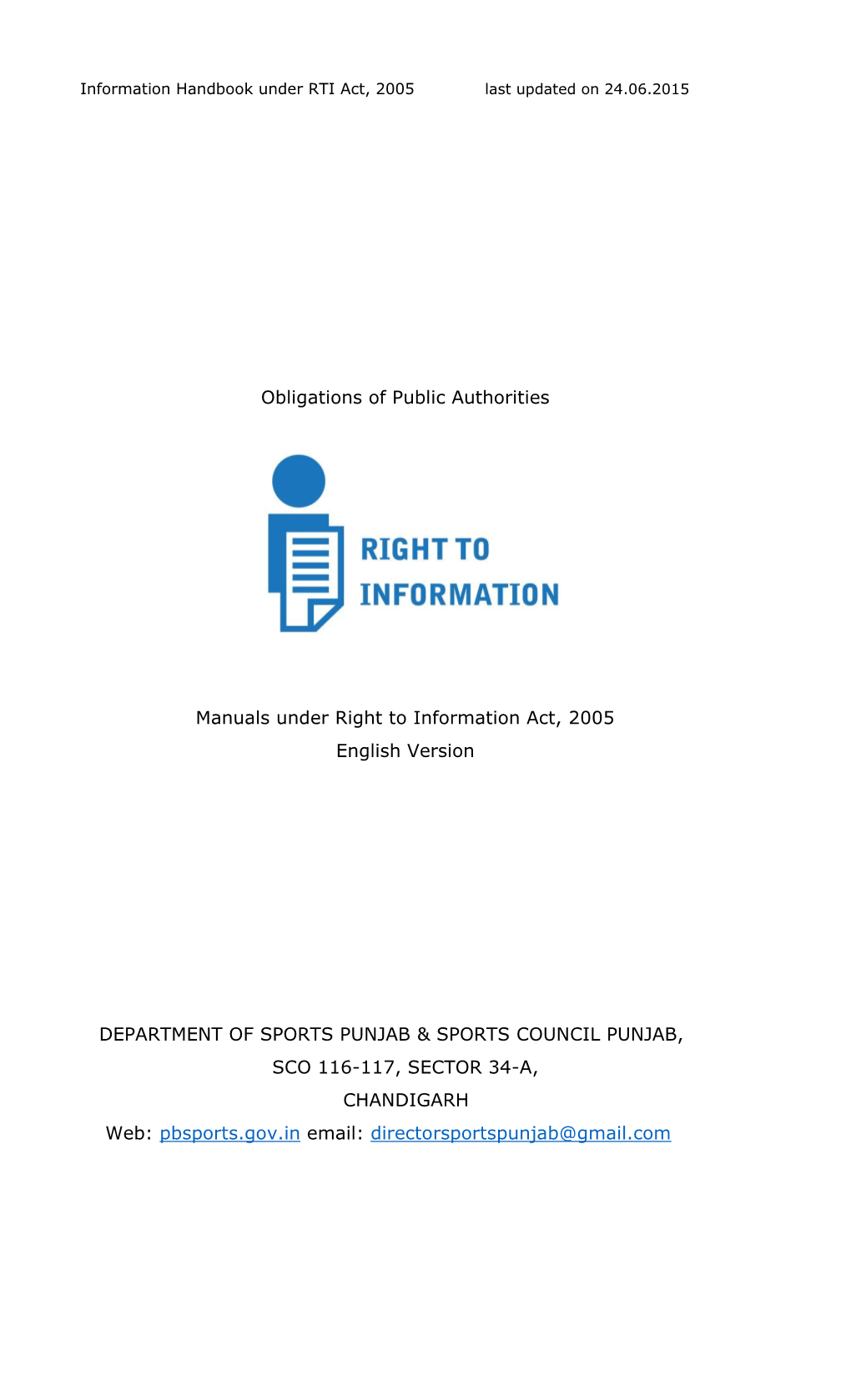 Obligations of Public Authorities Manuals Under Right to Information
