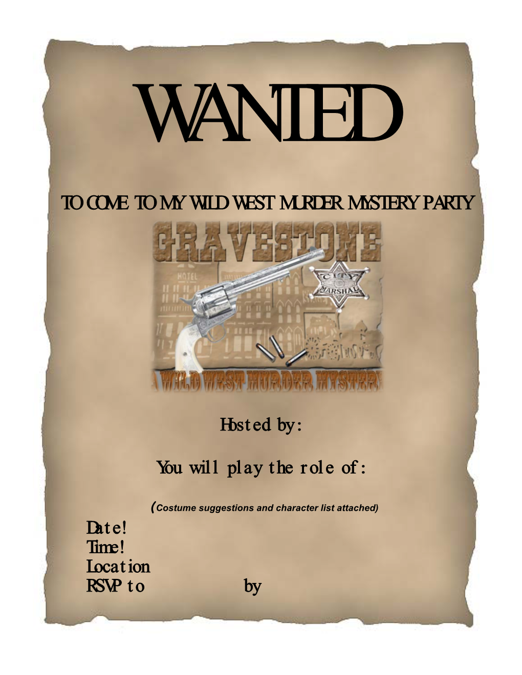 To Come to My Wild West Murder Mystery Party