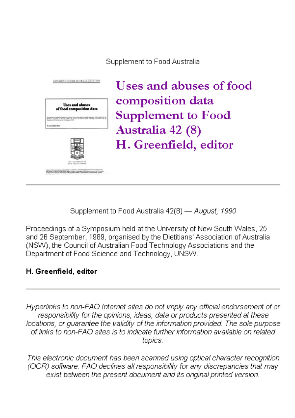 Uses and Abuses of Food Composition Data