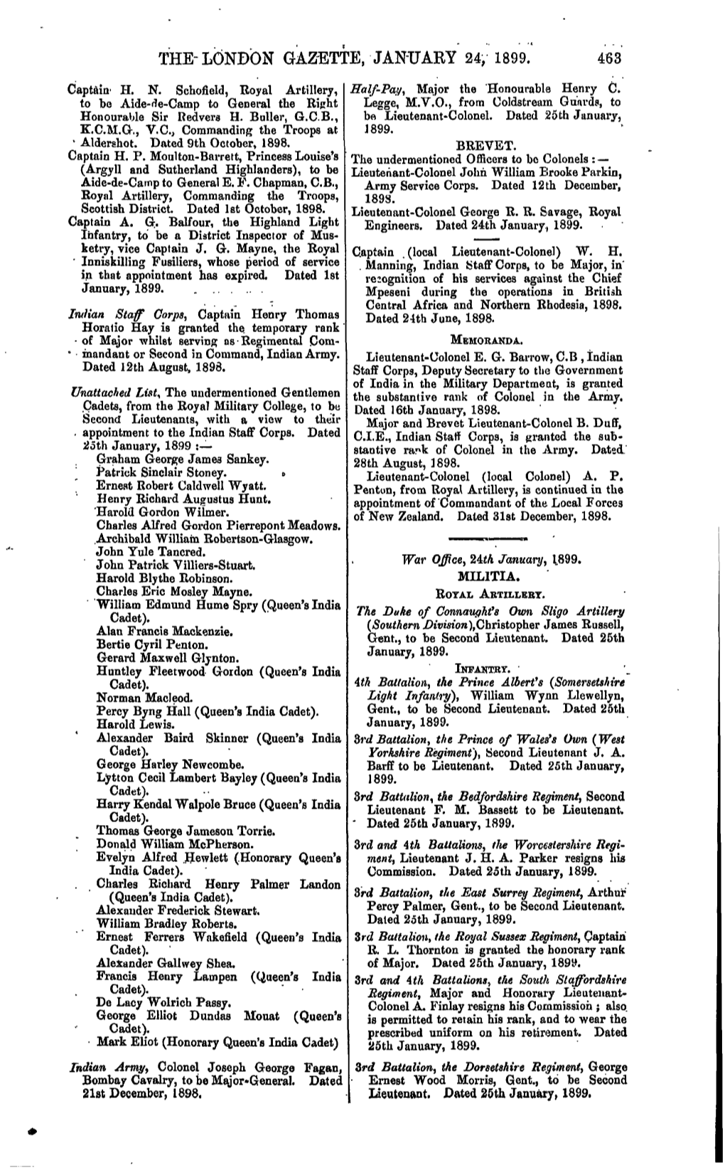 THE-Lbndon GAZETTE, JANUARY 24, 1899. 463