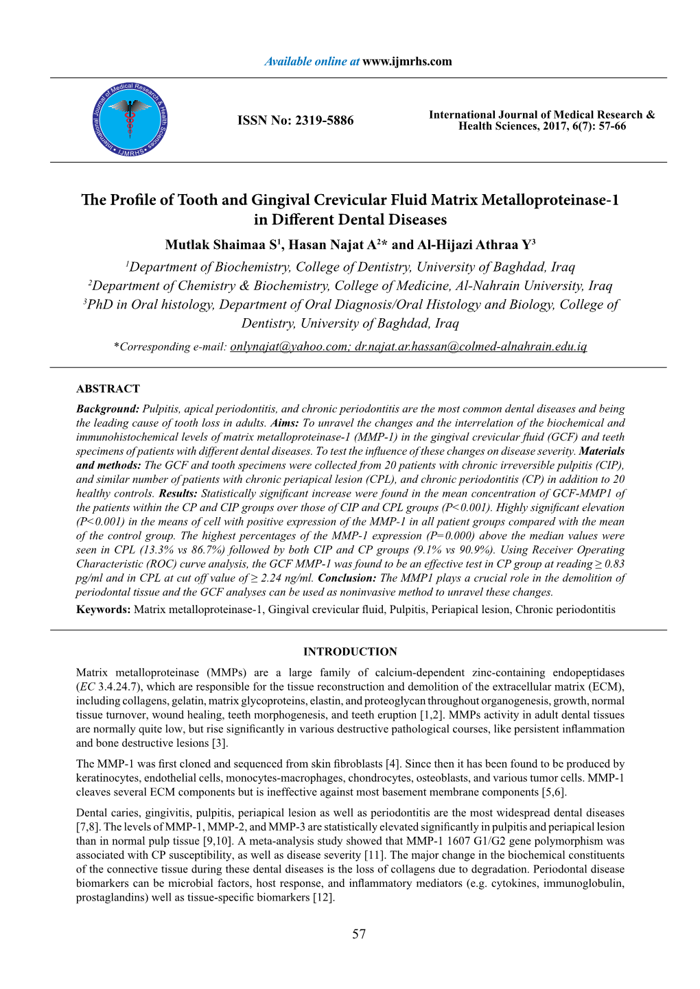 The Profile of Tooth and Gingival Crevicular Fluid Matrix