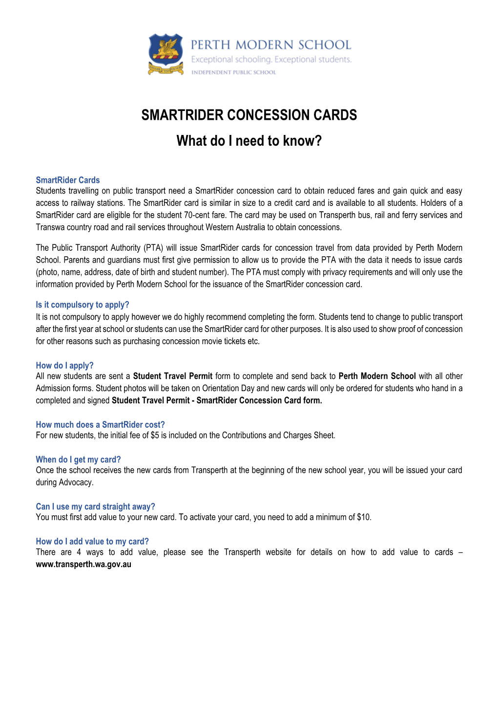 Smartrider Information Sheet