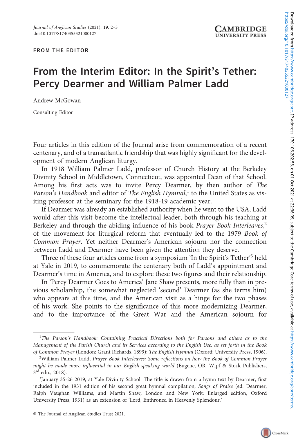 Percy Dearmer and William Palmer Ladd