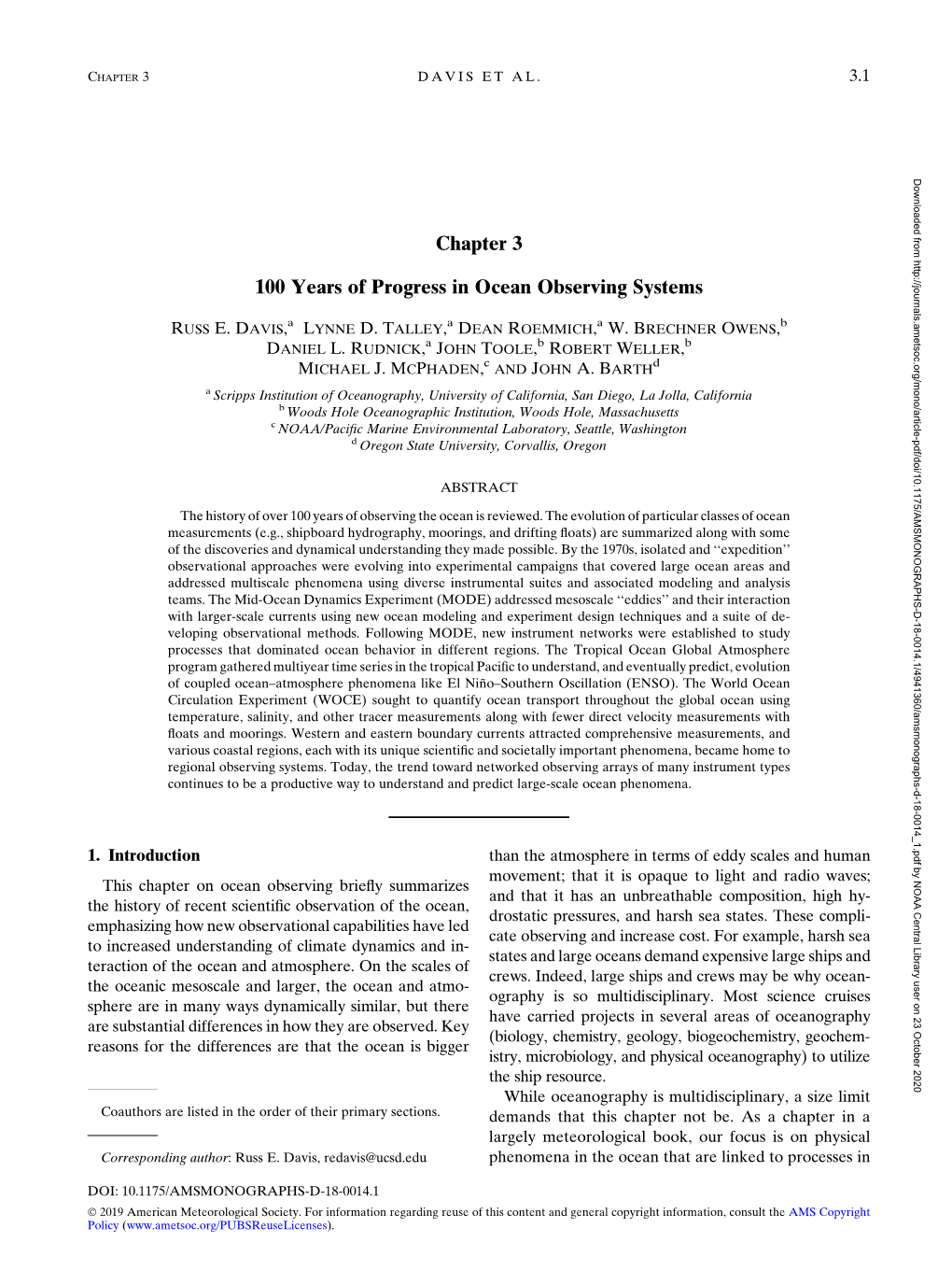 Chapter 3 100 Years of Progress in Ocean Observing Systems