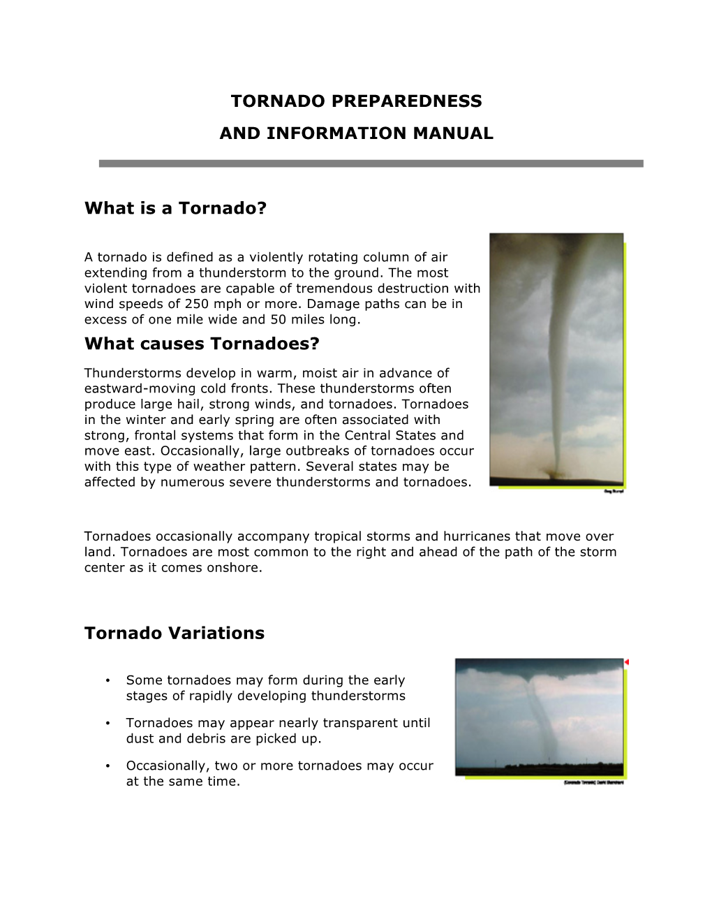 Tornado Preparedness and Information Manual