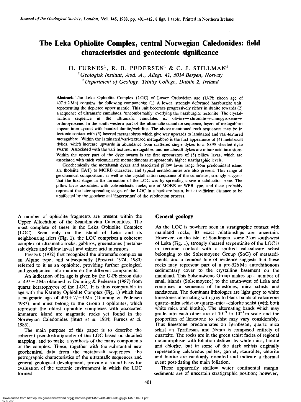 The Leka Ophiolite Complex, Central Norwegian Caledonides: Field Characteristics and Geotectonic Significance