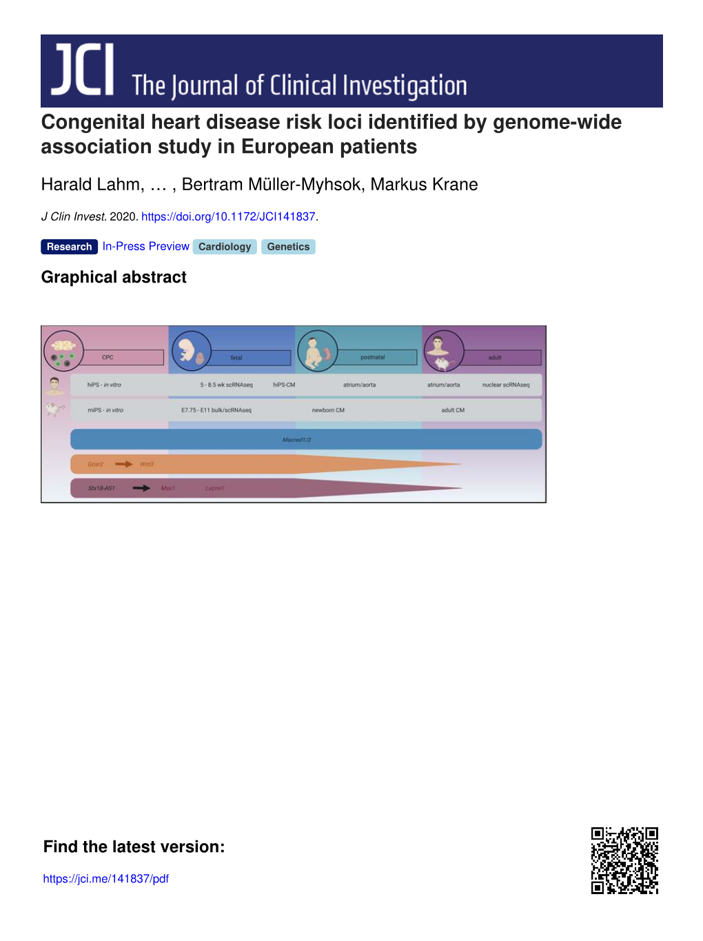Congenital Heart Disease Risk Loci Identified by Genome-Wide Association Study in European Patients