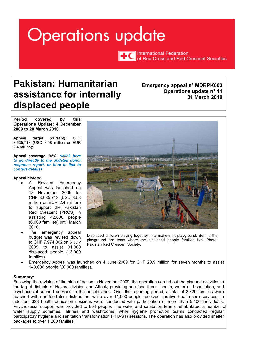 Humanitarian Assistance for Internally Displaced People
