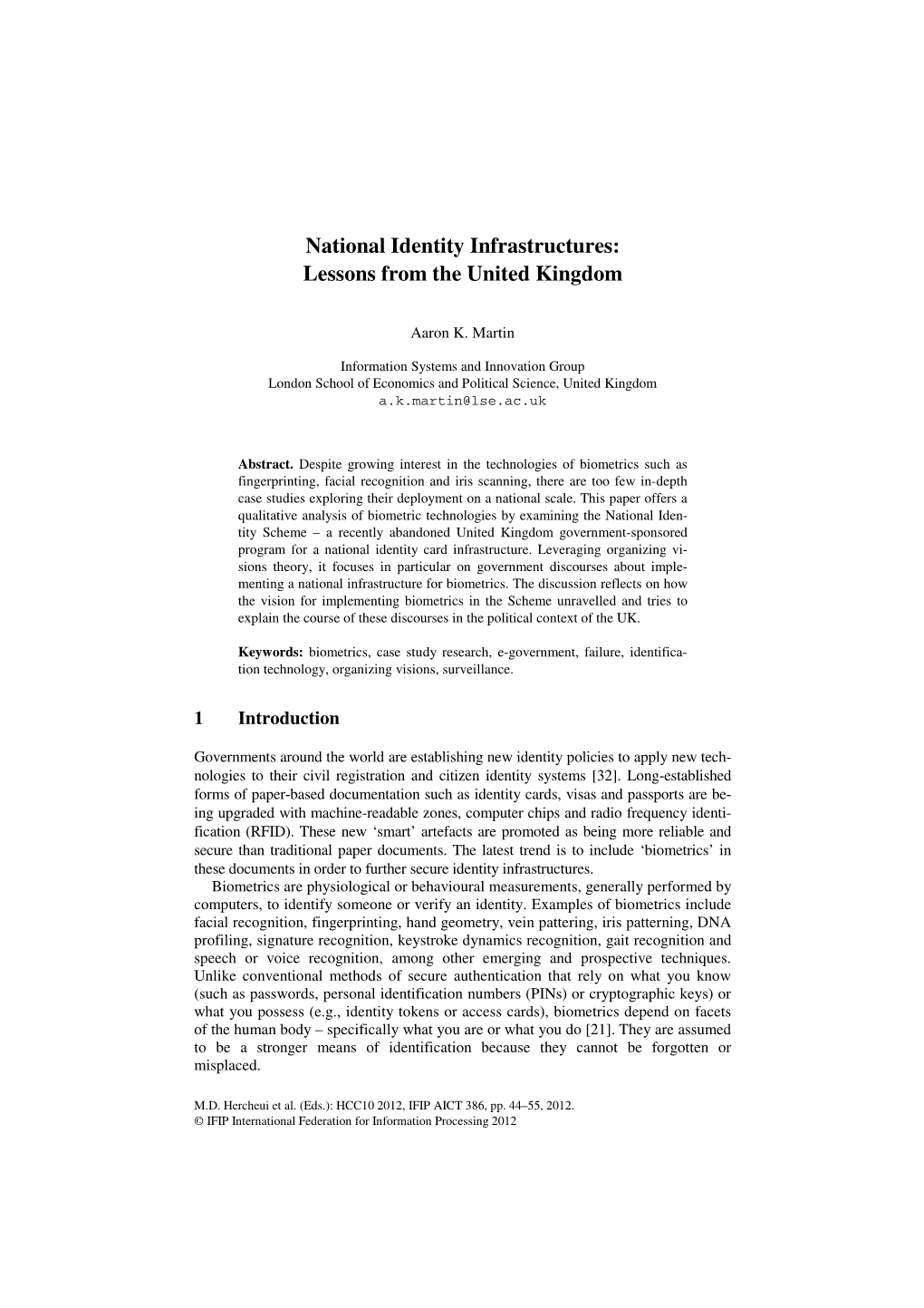 National Identity Infrastructures: Lessons from the United Kingdom