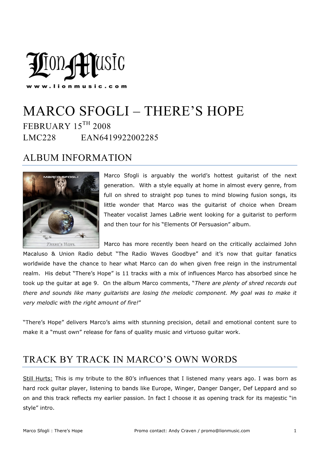 Marco Sfogli – There's Hope