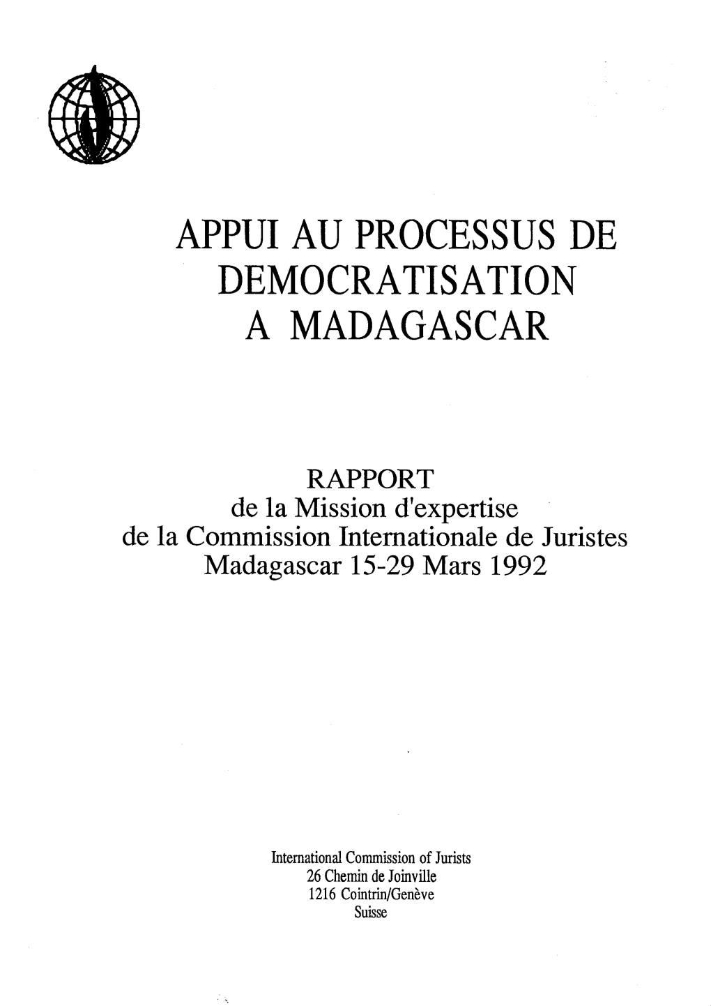 Appui Au Processus De Democratisation a Madagascar