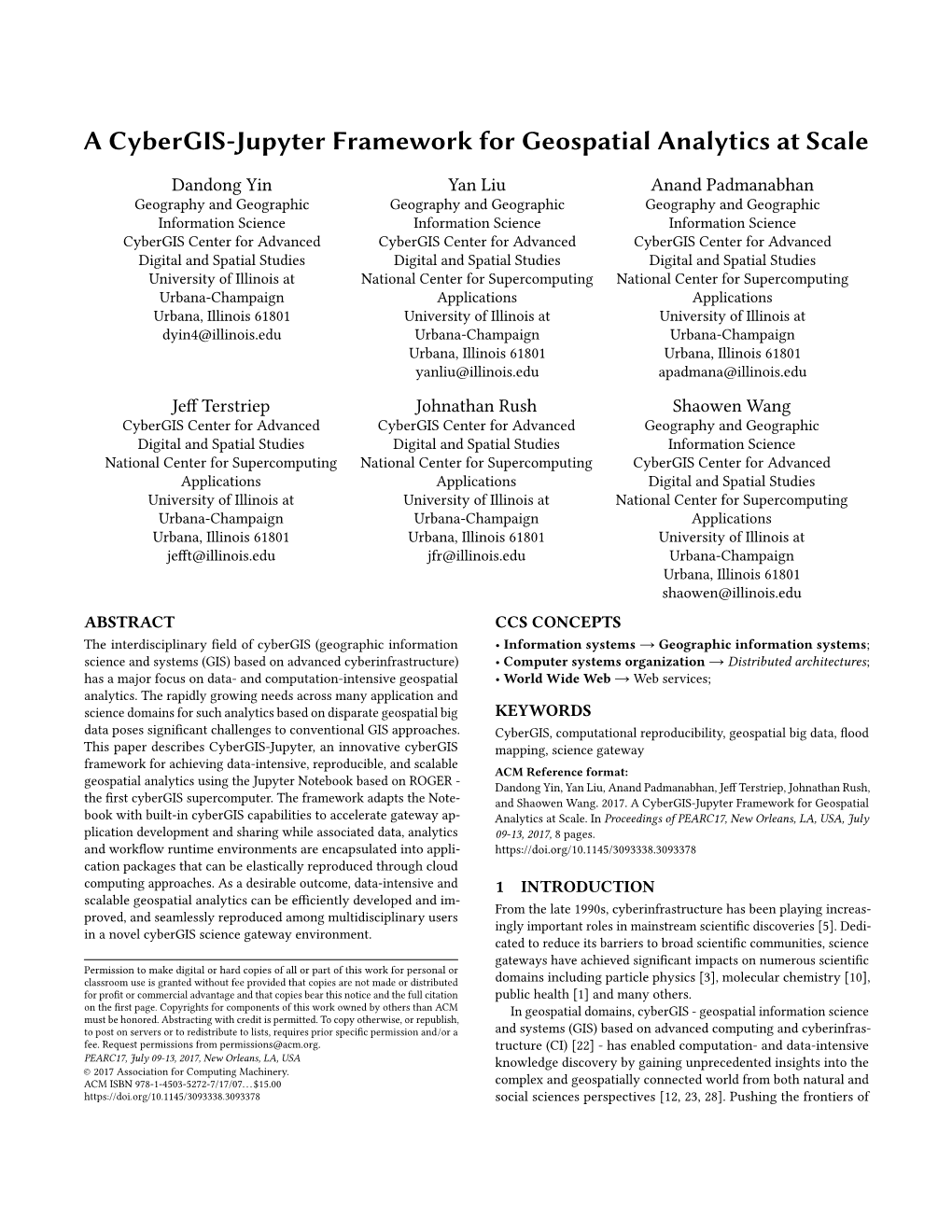 A Cybergis-Jupyter Framework for Geospatial Analytics at Scale