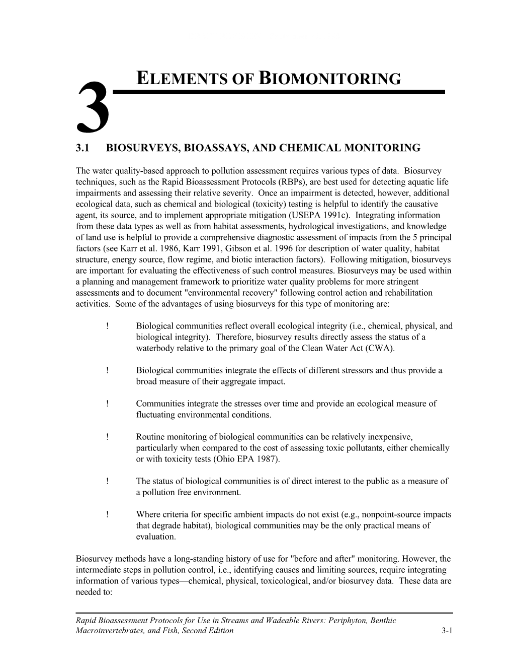 Rapid Bioassessment Protocols for Use in Streams and Wadeable Rivers