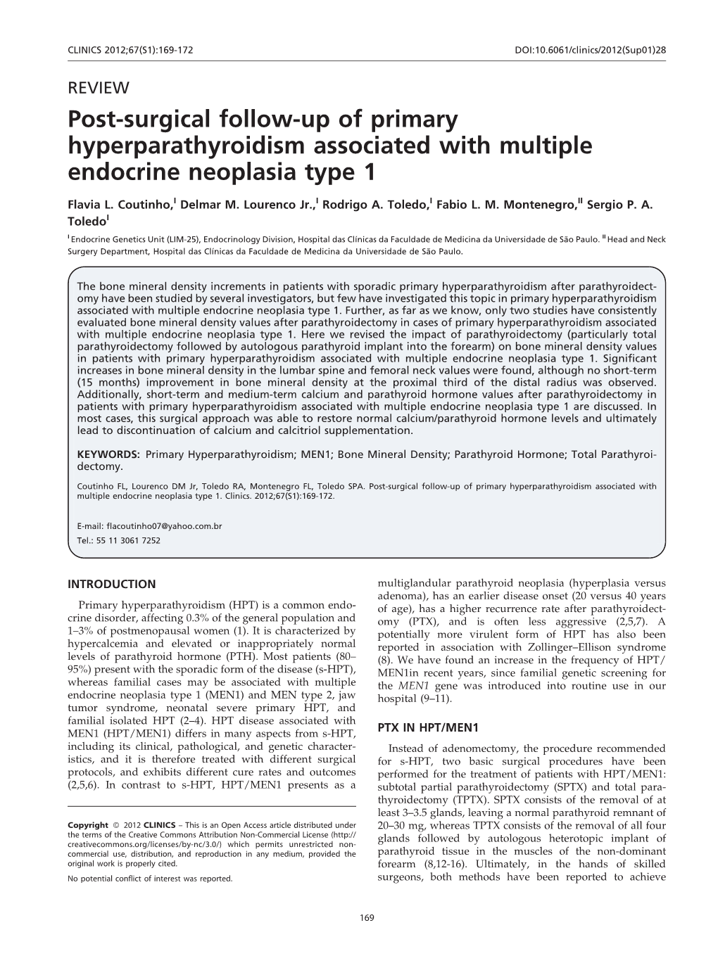 Post-Surgical Follow-Up of Primary Hyperparathyroidism Associated with Multiple Endocrine Neoplasia Type 1