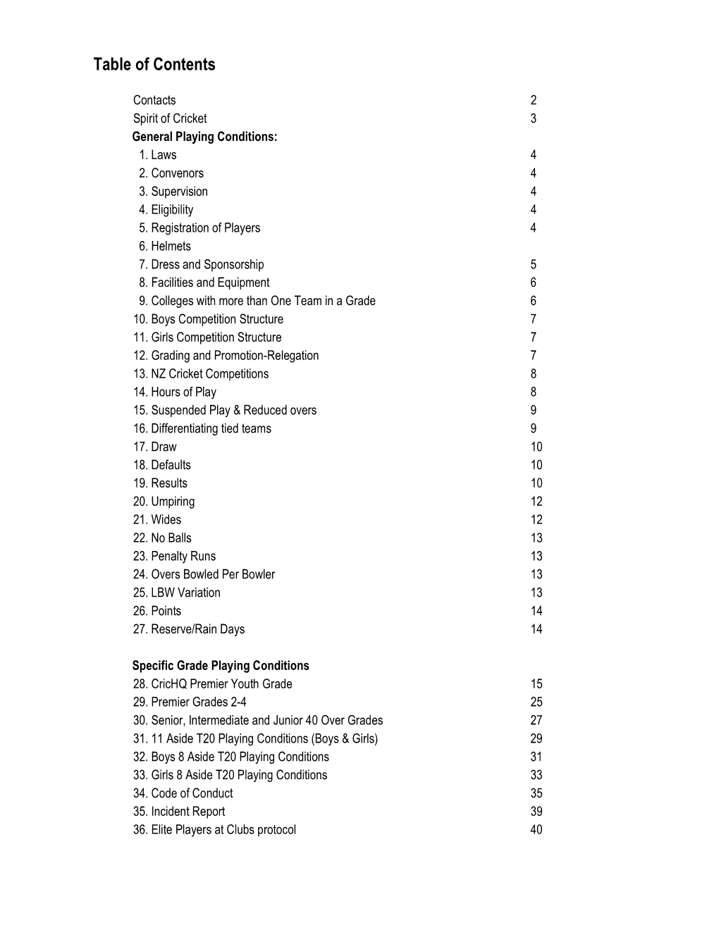 Table of Contents