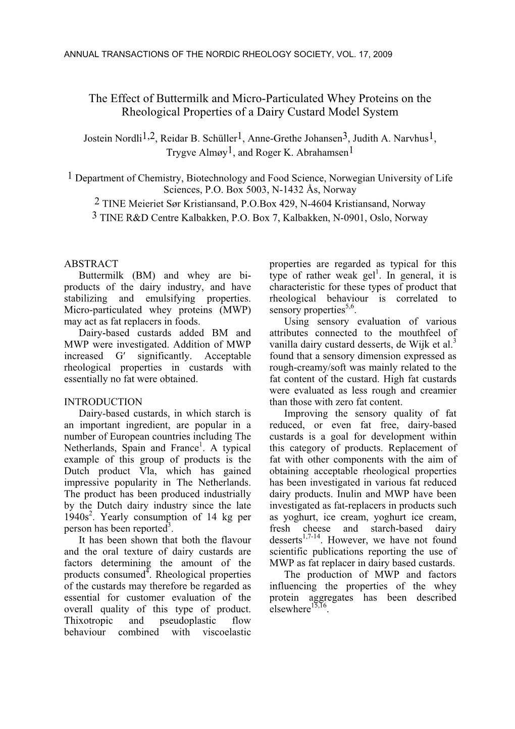 The Effect of Buttermilk and Micro-Particulated Whey Proteins on the Rheological Properties of a Dairy Custard Model System