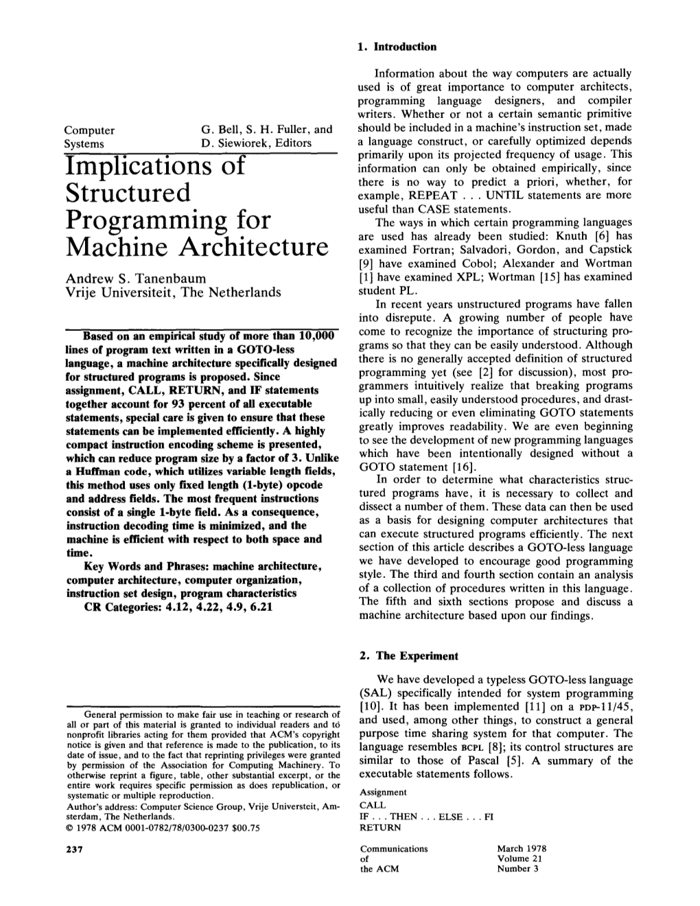 Implications of Structured Programming for Machine