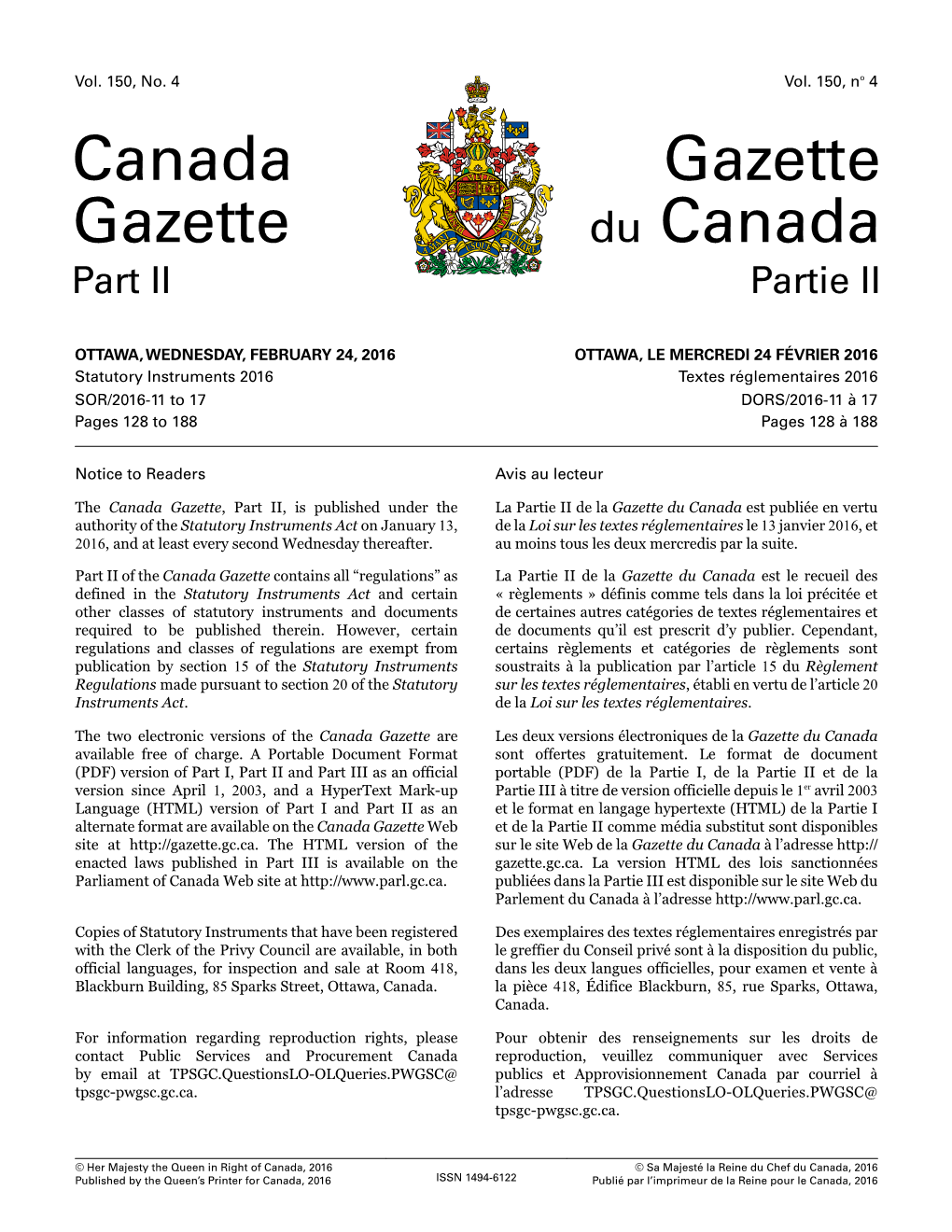 Canada Gazette, Part II