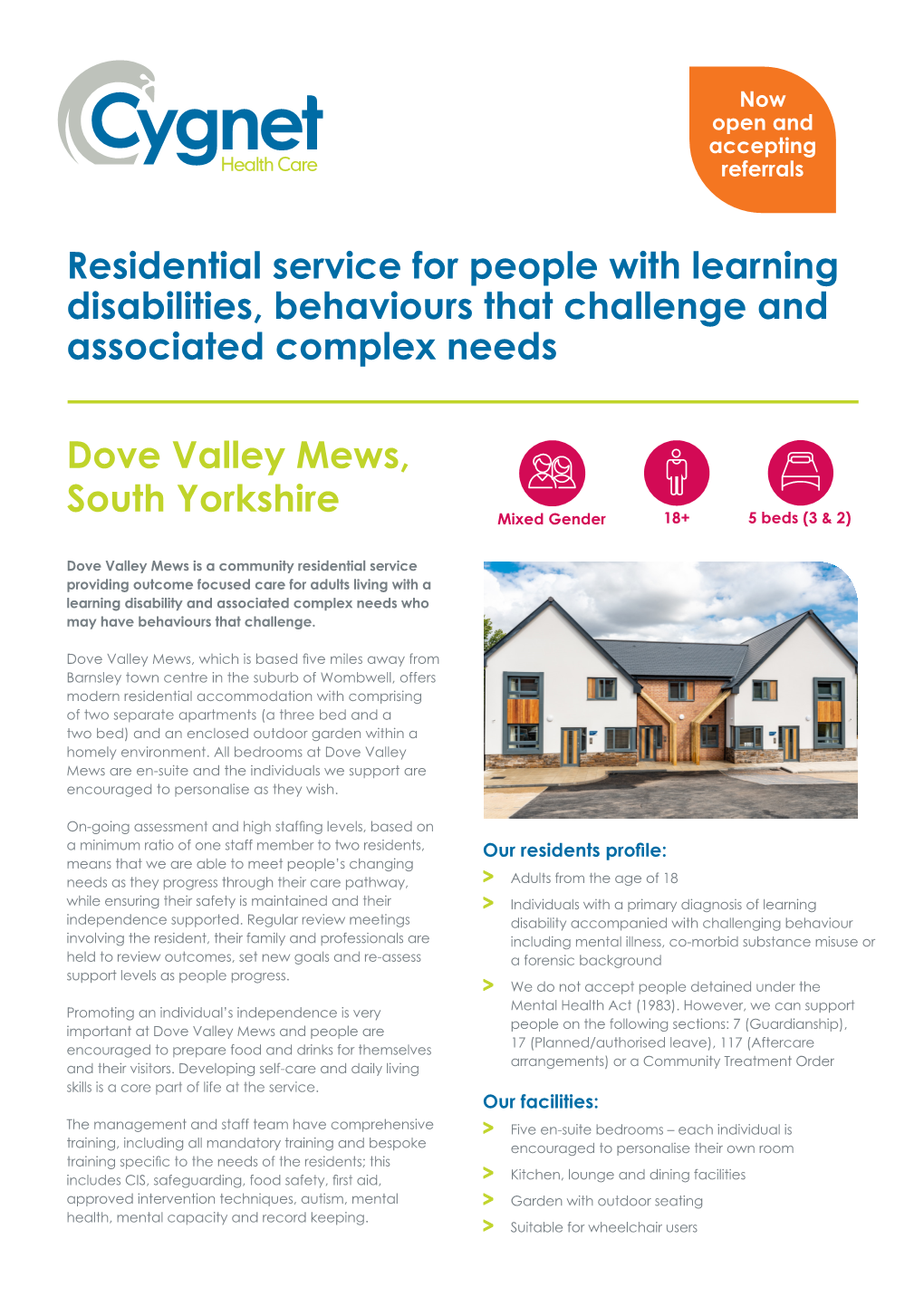 Dove Valley Mews, South Yorkshire Residential Service for People with Learning Disabilities, Behaviours That Challenge and Assoc