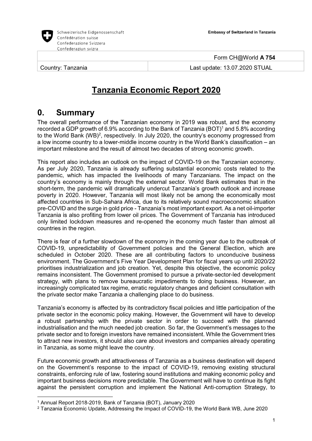 Tanzania Economic Update 2007 and Outlook for 2008