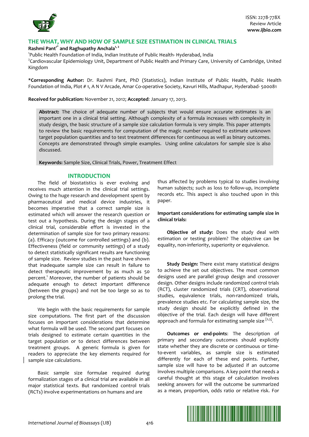 The What Why and How of Sample Size Estimation in Clinical Trails.Pdf