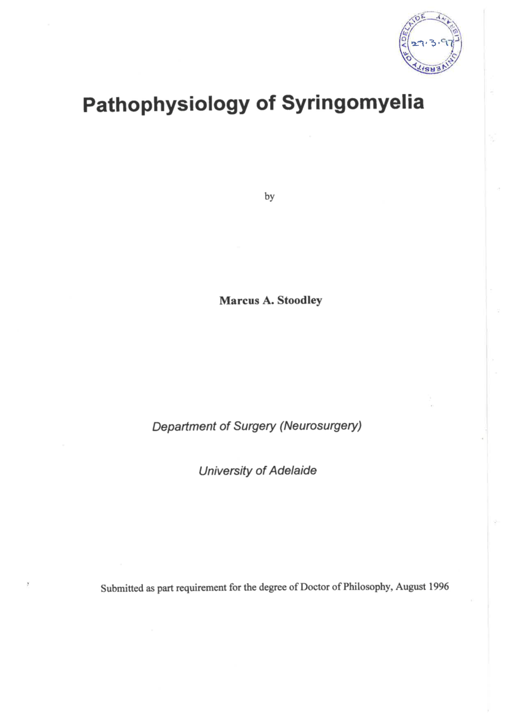 Pathophysiology of Syringomyelia