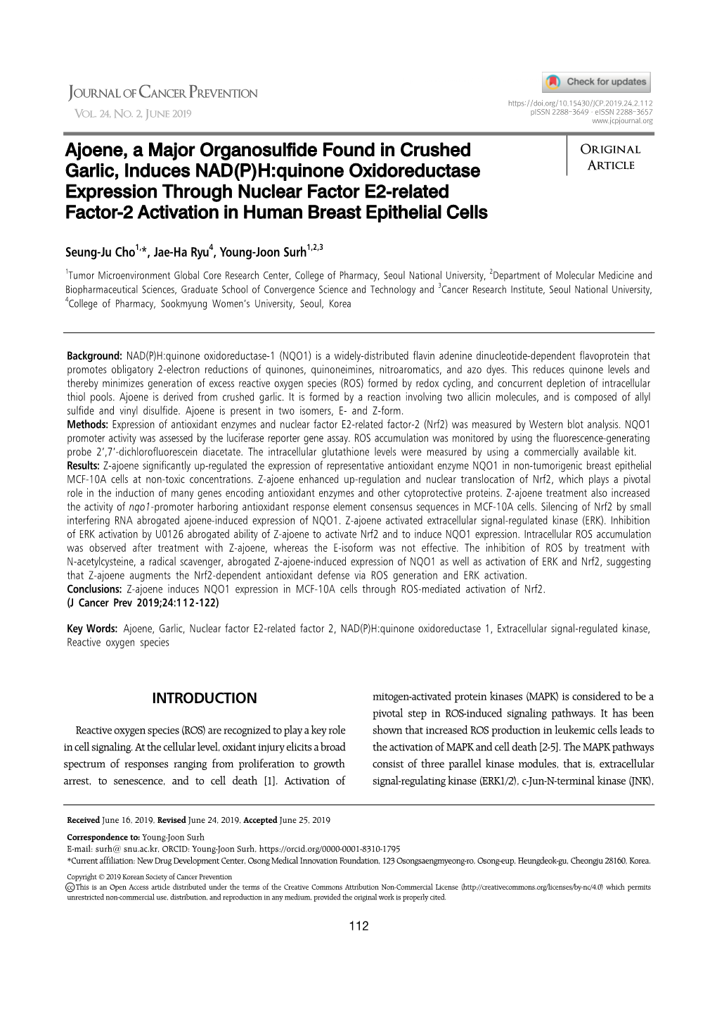 Ajoene, a Major Organosulfide Found in Crushed Garlic, Induces NAD(P