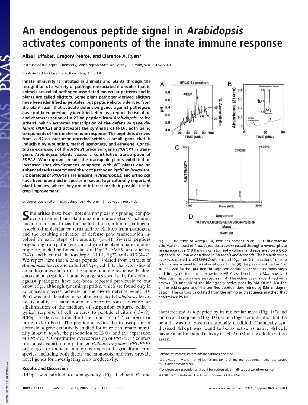 An Endogenous Peptide Signal in Arabidopsis Activates Components of the Innate Immune Response